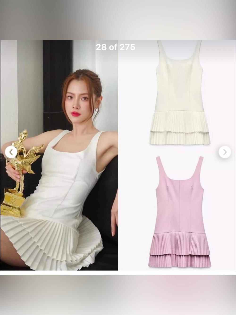 Zara White Pleated Mini Dress